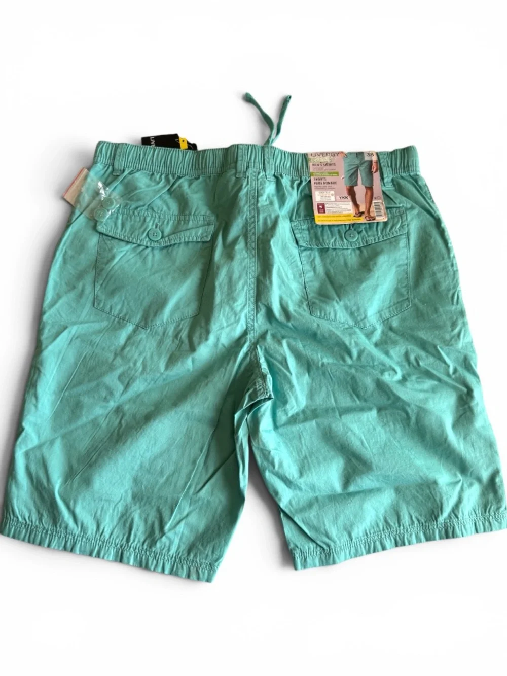 LIVERGY Mint Green 100% Cotton Drawstring Shorts Size 38 NWT